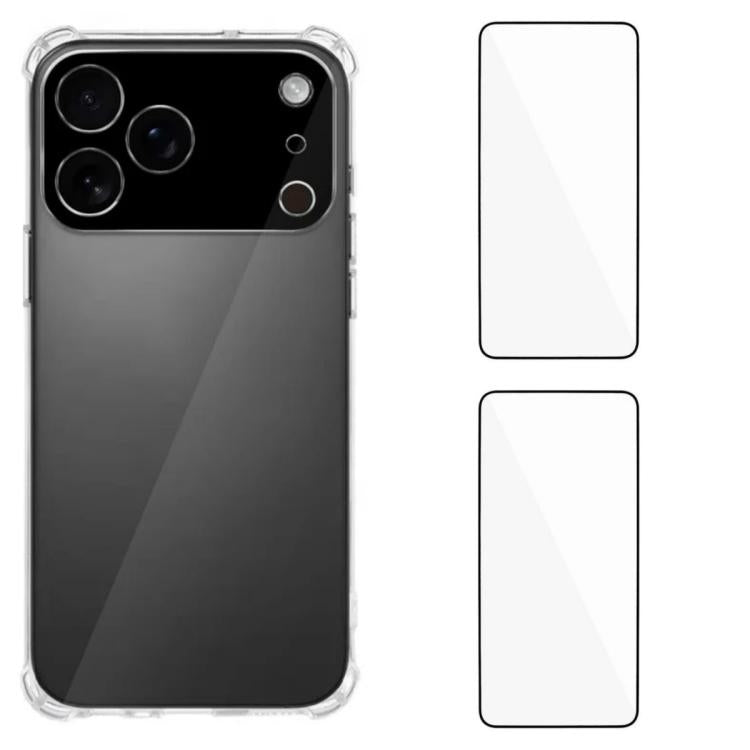 Custodia per telefono WANLONFENG con angoli in TPU da 1,5 mm con airbag e 2 pellicole protettive per lo schermo., For iPhone 17e / 16e, For iPhone 17 Pro Max, For iPhone 17 Pro, For iPhone 17, For iPhone Air, For iPhone 16 Pro Max, For iPhone 16 Pro   ...