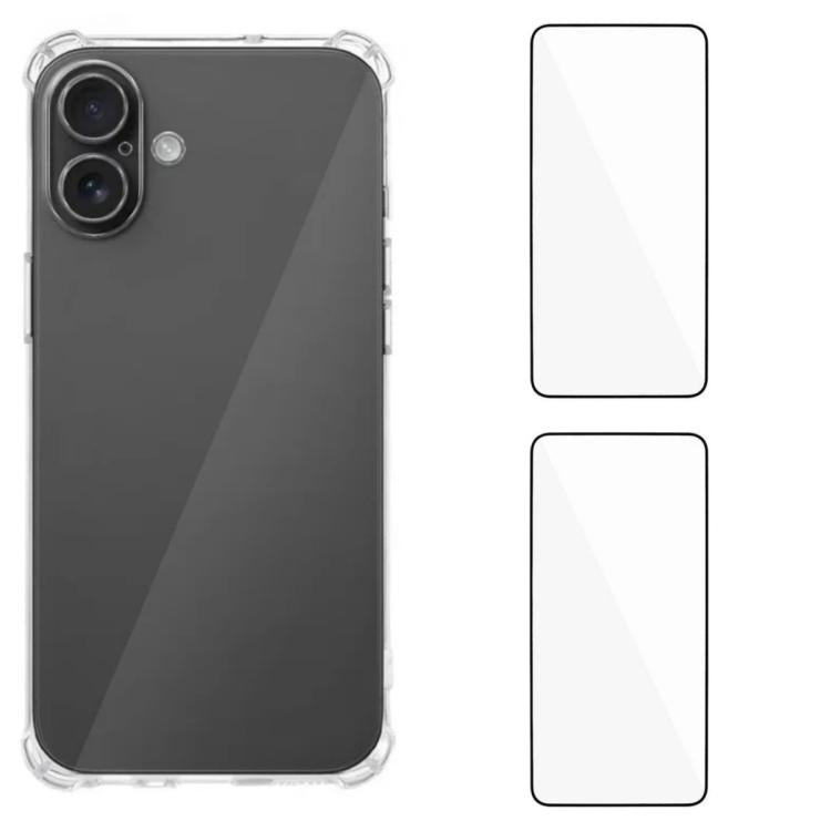 Custodia per telefono WANLONFENG con angoli in TPU da 1,5 mm con airbag e 2 pellicole protettive per lo schermo., For iPhone 17e / 16e, For iPhone 17 Pro Max, For iPhone 17 Pro, For iPhone 17, For iPhone Air, For iPhone 16 Pro Max, For iPhone 16 Pro   ...