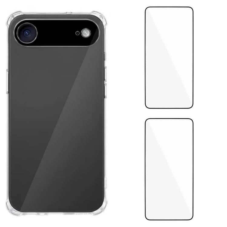 Custodia per telefono WANLONFENG con angoli in TPU da 1,5 mm con airbag e 2 pellicole protettive per lo schermo., For iPhone 17e / 16e, For iPhone 17 Pro Max, For iPhone 17 Pro, For iPhone 17, For iPhone Air, For iPhone 16 Pro Max, For iPhone 16 Pro   ...