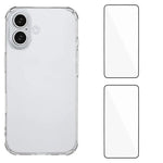 Custodia per telefono WANLONFENG con angoli in TPU da 1,5 mm con airbag e 2 pellicole protettive per lo schermo., For iPhone 17e / 16e, For iPhone 17 Pro Max, For iPhone 17 Pro, For iPhone 17, For iPhone Air, For iPhone 16 Pro Max, For iPhone 16 Pro   ...
