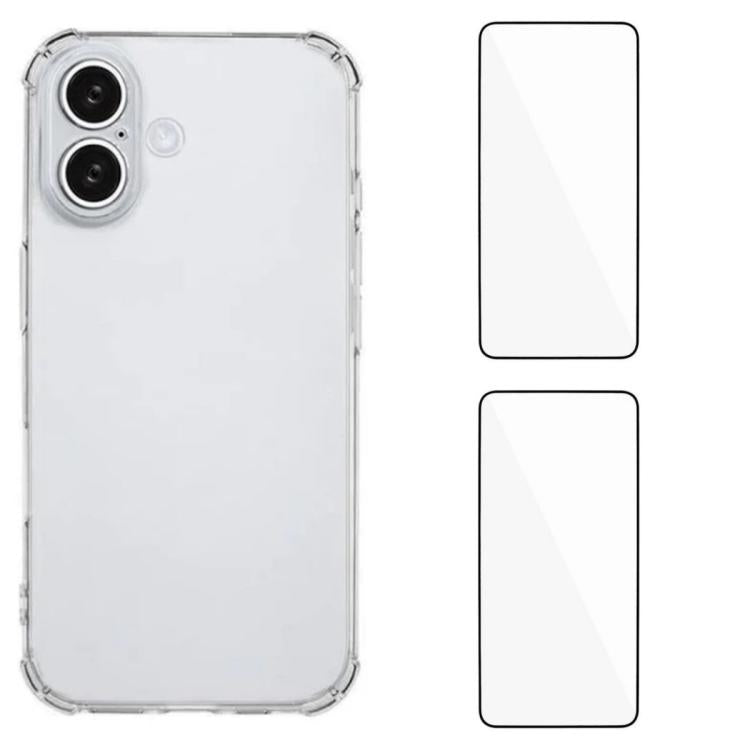 Custodia per telefono WANLONFENG con angoli in TPU da 1,5 mm con airbag e 2 pellicole protettive per lo schermo., For iPhone 17e / 16e, For iPhone 17 Pro Max, For iPhone 17 Pro, For iPhone 17, For iPhone Air, For iPhone 16 Pro Max, For iPhone 16 Pro   ...