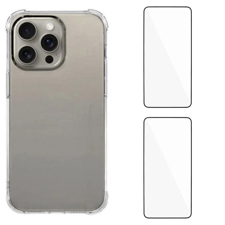 Custodia per telefono WANLONFENG con angoli in TPU da 1,5 mm con airbag e 2 pellicole protettive per lo schermo., For iPhone 17e / 16e, For iPhone 17 Pro Max, For iPhone 17 Pro, For iPhone 17, For iPhone Air, For iPhone 16 Pro Max, For iPhone 16 Pro   ...