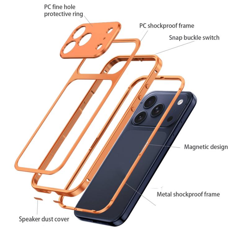 Custodia per telefono con fibbia a molla di raffreddamento e telaio in metallo., For iPhone 17 Pro Max, For iPhone 17 Pro, For iPhone 17, For iPhone 16 Pro Max, For iPhone 16 Pro, For iPhone 16