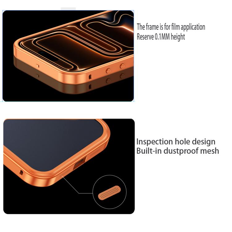 Custodia per telefono con fibbia a molla di raffreddamento e telaio in metallo., For iPhone 17 Pro Max, For iPhone 17 Pro, For iPhone 17, For iPhone 16 Pro Max, For iPhone 16 Pro, For iPhone 16