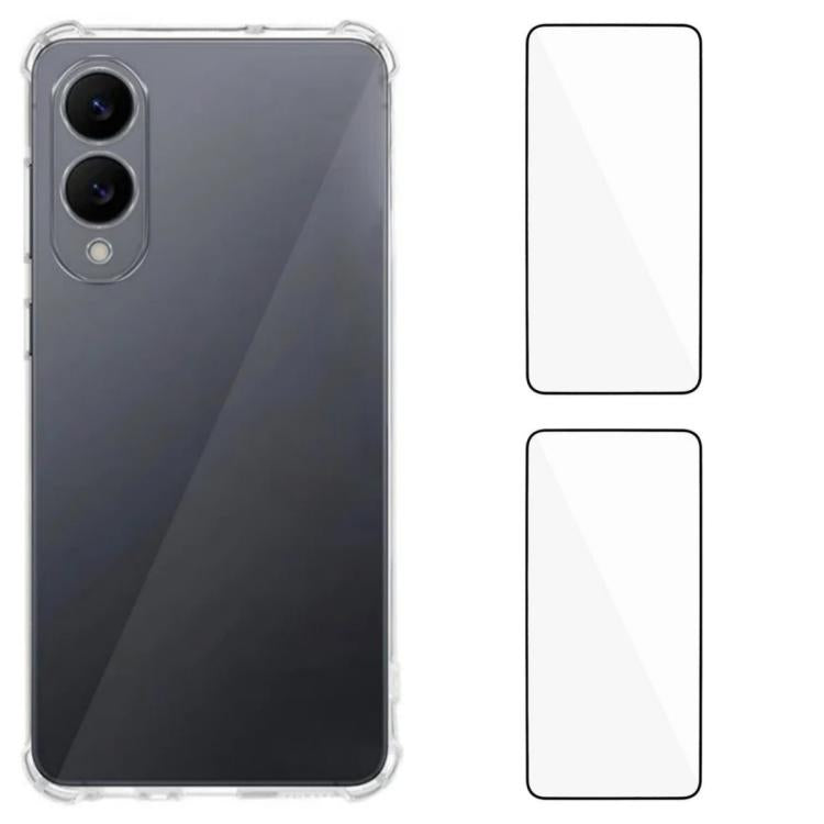 Custodia per telefono WANLONFENG con angoli in TPU da 1,5 mm con airbag e 2 pellicole protettive per lo schermo., For Galaxy S26+ 5G, For Galaxy S26 Ultra 5G, For Galaxy S26 5G, For Galaxy S25 FE 5G, For Galaxy S25 Edge 5G, For Galaxy S25 5G           ...