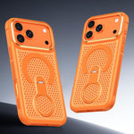 Custodia magnetica per telefono con anello di supporto girevole a 360 gradi, colorata e traforata, ideale per il raffreddamento., For iPhone 15