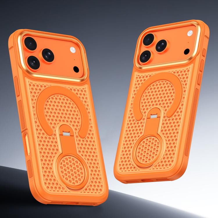 Custodia magnetica per telefono con anello di supporto girevole a 360 gradi, colorata e traforata, ideale per il raffreddamento., For iPhone 15