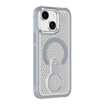 Custodia magnetica per telefono con anello di supporto girevole a 360 gradi, colorata e traforata, ideale per il raffreddamento., For iPhone 15