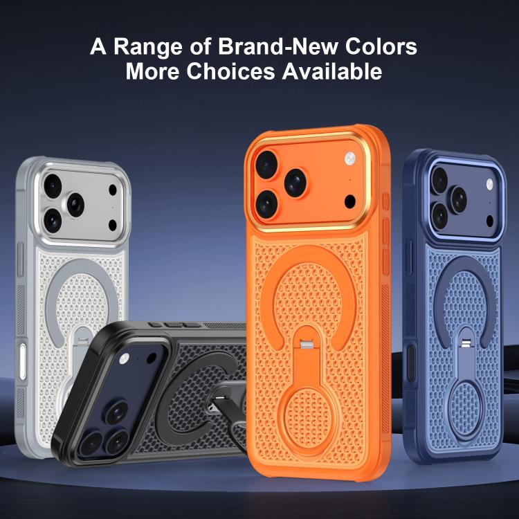 Custodia magnetica per telefono con anello di supporto girevole a 360 gradi, colorata e traforata, ideale per il raffreddamento., For iPhone 15