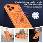 Custodia magnetica per telefono con anello di supporto girevole a 360 gradi, colorata e traforata, ideale per il raffreddamento., For iPhone 15