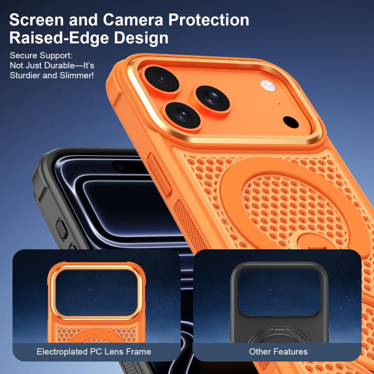 Custodia magnetica per telefono con anello di supporto girevole a 360 gradi, colorata e traforata, ideale per il raffreddamento., For iPhone 15