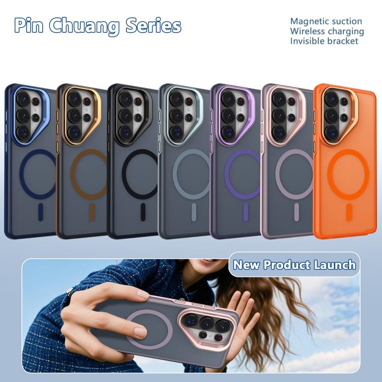 Supporto per fotocamera in metallo, finitura opaca, custodia magnetica per telefono, For Galaxy S26+ 5G, For Galaxy S26 Ultra 5G, For Galaxy S26 5G