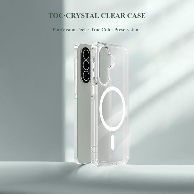 Custodia magnetica antiurto LeReach TOC Clear Series Dual-Composite Armor in TPU + acrilico per telefono, For Galaxy A57 5G