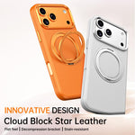 Custodia magnetica per telefono Cloud Block Star Leather Series con supporto girevole a 360 gradi., For iPhone 16, For iPhone 15 Pro Max, For iPhone 15 Pro, For iPhone 15