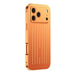 Custodia per telefono in lega di alluminio della serie King con texture a valigia e pellicola in vetro temperato., For iPhone 17 Pro Max, For iPhone 17 Pro, For iPhone Air, For iPhone 16 Pro Max