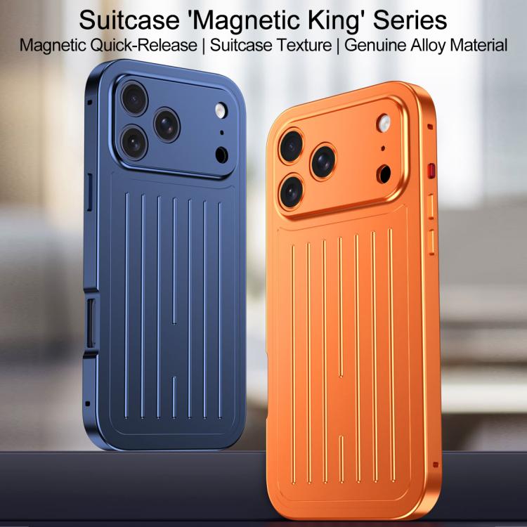 Custodia per telefono in lega di alluminio della serie King con texture a valigia e pellicola in vetro temperato., For iPhone 17 Pro Max, For iPhone 17 Pro, For iPhone Air, For iPhone 16 Pro Max