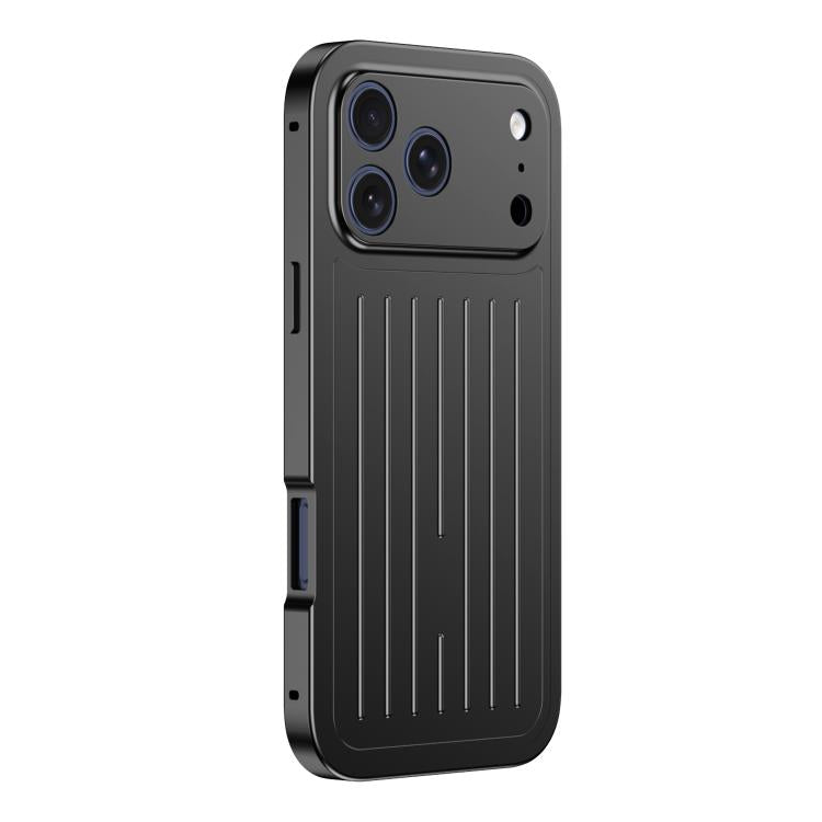 Custodia per telefono in lega di alluminio della serie King con texture a valigia e pellicola in vetro temperato., For iPhone 17 Pro Max, For iPhone 17 Pro, For iPhone Air, For iPhone 16 Pro Max