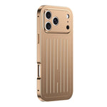 Custodia per telefono in lega di alluminio della serie King con texture a valigia e pellicola in vetro temperato., For iPhone 17 Pro Max, For iPhone 17 Pro, For iPhone Air, For iPhone 16 Pro Max