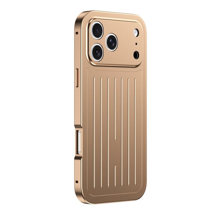 Custodia per telefono in lega di alluminio della serie King con texture a valigia e pellicola in vetro temperato., For iPhone 17 Pro Max, For iPhone 17 Pro, For iPhone Air, For iPhone 16 Pro Max