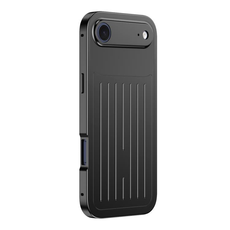 Custodia per telefono in lega di alluminio della serie King con texture a valigia e pellicola in vetro temperato., For iPhone 17 Pro Max, For iPhone 17 Pro, For iPhone Air, For iPhone 16 Pro Max