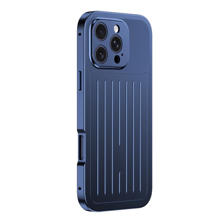 Custodia per telefono in lega di alluminio della serie King con texture a valigia e pellicola in vetro temperato., For iPhone 17 Pro Max, For iPhone 17 Pro, For iPhone Air, For iPhone 16 Pro Max