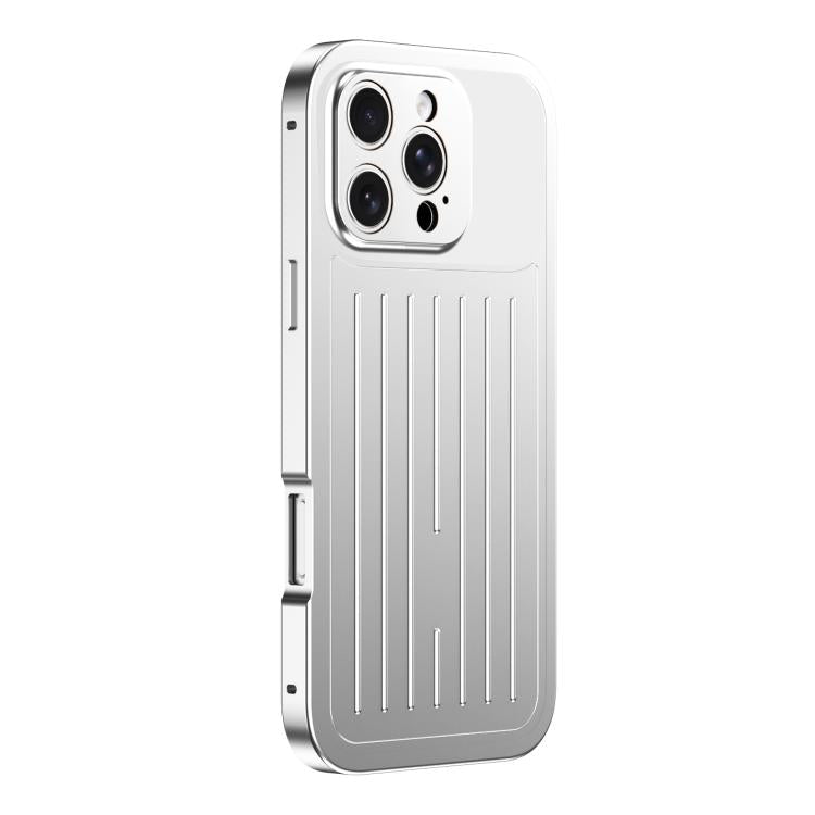 Custodia per telefono in lega di alluminio della serie King con texture a valigia e pellicola in vetro temperato., For iPhone 17 Pro Max, For iPhone 17 Pro, For iPhone Air, For iPhone 16 Pro Max