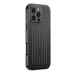 Custodia per telefono in lega di alluminio della serie King con texture a valigia e pellicola in vetro temperato., For iPhone 16 Pro, For iPhone 15 Pro Max, For iPhone 15 Pro, For iPhone 14 Pro