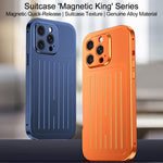 Custodia per telefono in lega di alluminio della serie King con texture a valigia e pellicola in vetro temperato., For iPhone 14 Pro Max