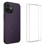 Custodia per telefono WANLONFENG serie TQ1 con texture in fibra di carbonio magnetica e 2 pellicole protettive per lo schermo., For iPhone 11, For iPhone 11 Pro