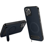 Custodia per telefono magnetica con supporto WANLONFENG e texture in fibra di carbonio., For iPhone 12, For iPhone 12 Pro Max, For iPhone 12 Pro, For iPhone 11 Pro Max