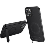 Custodia per telefono magnetica con supporto WANLONFENG e texture in fibra di carbonio., For iPhone 12, For iPhone 12 Pro Max, For iPhone 12 Pro, For iPhone 11 Pro Max