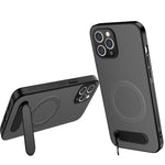 Custodia per telefono magnetica con supporto WANLONFENG e texture in fibra di carbonio., For iPhone 12, For iPhone 12 Pro Max, For iPhone 12 Pro, For iPhone 11 Pro Max