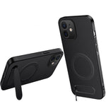 Custodia per telefono magnetica con supporto WANLONFENG e texture in fibra di carbonio., For iPhone 11, For iPhone 11 Pro