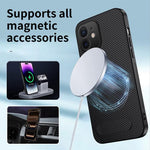 Custodia per telefono magnetica con supporto WANLONFENG e texture in fibra di carbonio., For iPhone 11, For iPhone 11 Pro