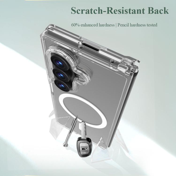 Custodia magnetica antiurto LeReach TOC Clear Series Dual-Composite Armor in TPU + acrilico per telefono, For Galaxy Z Fold7 5G, For Galaxy Z Flip7 5G