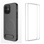WANLONFENG Custodia per telefono magnetica con supporto integrato e texture in fibra di carbonio, con 2 pellicole protettive per lo schermo incluse., For iPhone 12, For iPhone 12 Pro Max, For iPhone 12 Pro, For iPhone 11 Pro Max