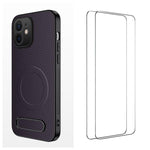 WANLONFENG Custodia per telefono magnetica con supporto integrato e texture in fibra di carbonio, con 2 pellicole protettive per lo schermo incluse., For iPhone 12, For iPhone 12 Pro Max, For iPhone 12 Pro, For iPhone 11 Pro Max