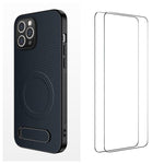 WANLONFENG Custodia per telefono magnetica con supporto integrato e texture in fibra di carbonio, con 2 pellicole protettive per lo schermo incluse., For iPhone 12, For iPhone 12 Pro Max, For iPhone 12 Pro, For iPhone 11 Pro Max