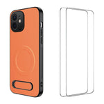 WANLONFENG Custodia per telefono magnetica con supporto integrato e texture in fibra di carbonio, con 2 pellicole protettive per lo schermo incluse., For iPhone 11, For iPhone 11 Pro