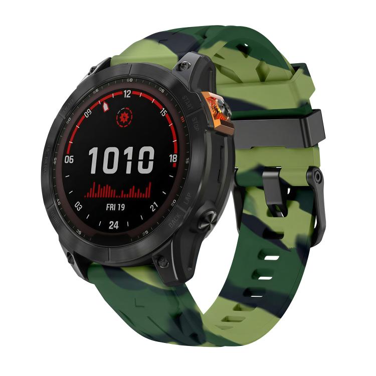 Cinturino per orologio in silicone con fibbia ad ardiglione nera., For Garmin 26mm, For Garmin 22mm