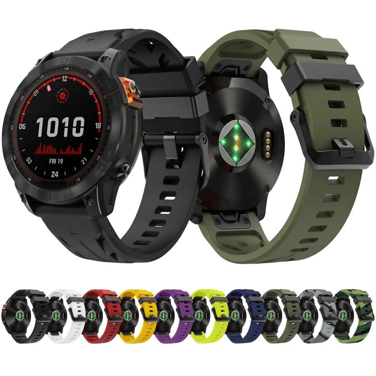Cinturino per orologio in silicone con fibbia ad ardiglione nera., For Garmin 26mm, For Garmin 22mm