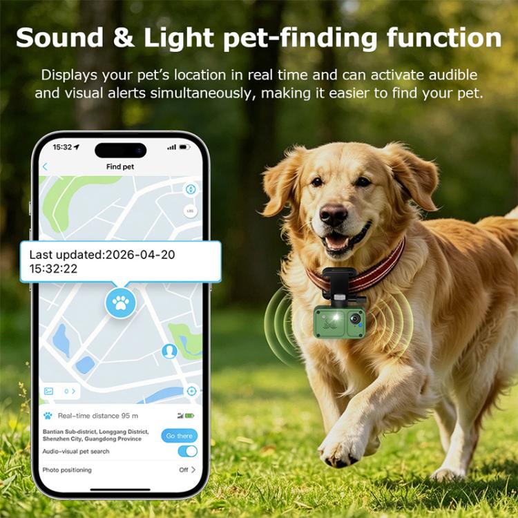 Localizzatore GPS per animali domestici 4G impermeabile per esterni con telecamera di monitoraggio in tempo reale, US Version