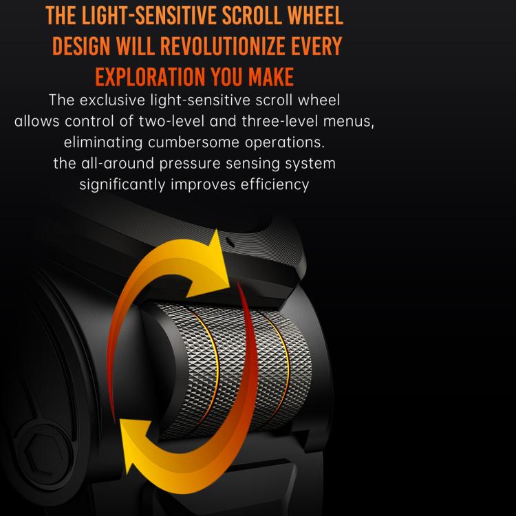Smartwatch sportivo KT91 con display AMOLED da 1,43 pollici e torcia integrata, compatibile con il monitoraggio della salute.