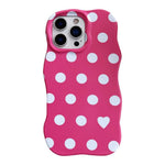 Custodia per telefono ibrida in PC e TPU con motivo a onde, punti e cuori stampati IMD., For iPhone 15, For iPhone 14, For iPhone 14 Pro, For iPhone 14 Pro Max, For iPhone 13
