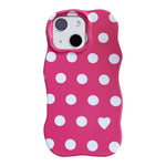 Custodia per telefono ibrida in PC e TPU con motivo a onde, punti e cuori stampati IMD., For iPhone 15, For iPhone 14, For iPhone 14 Pro, For iPhone 14 Pro Max, For iPhone 13