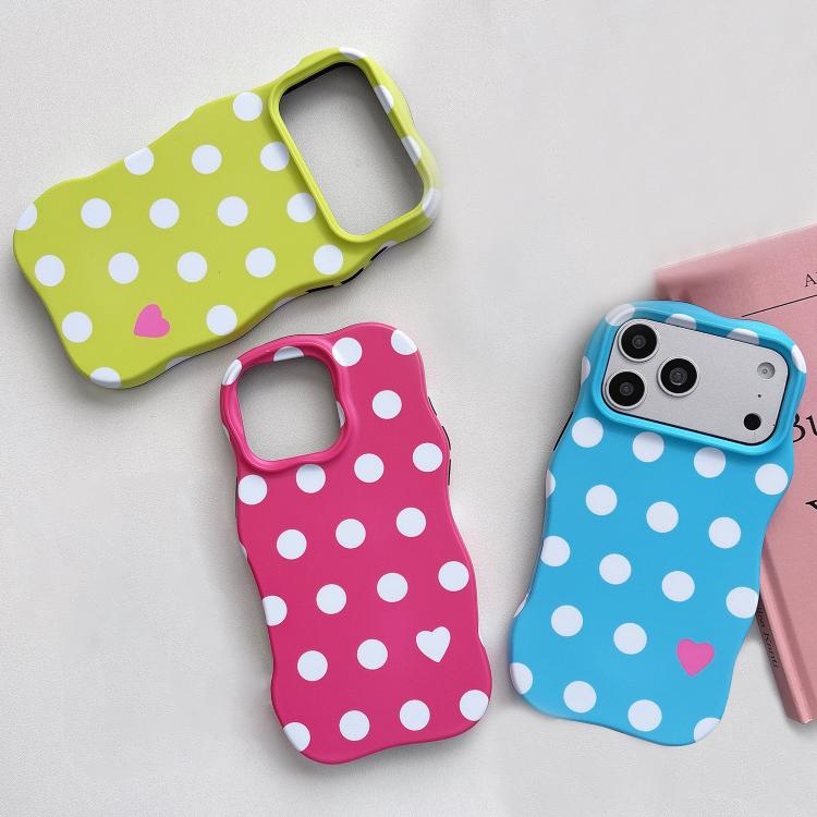 Custodia per telefono ibrida in PC e TPU con motivo a onde, punti e cuori stampati IMD., For iPhone 15, For iPhone 14, For iPhone 14 Pro, For iPhone 14 Pro Max, For iPhone 13