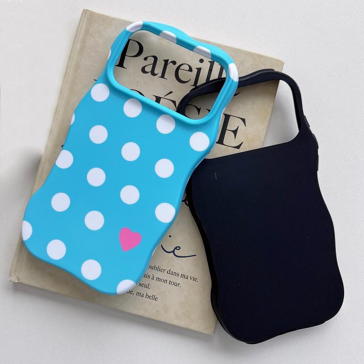 Custodia per telefono ibrida in PC e TPU con motivo a onde, punti e cuori stampati IMD., For iPhone 15, For iPhone 14, For iPhone 14 Pro, For iPhone 14 Pro Max, For iPhone 13