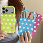 Custodia per telefono ibrida in PC e TPU con motivo a onde, punti e cuori stampati IMD., For iPhone 15, For iPhone 14, For iPhone 14 Pro, For iPhone 14 Pro Max, For iPhone 13