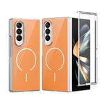 Custodia magnetica integrata in vetro antigraffio per telefono, For Galaxy Z Fold5, For Galaxy Z Fold4, For Galaxy Z Fold3 5G