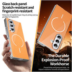 Custodia magnetica integrata in vetro antigraffio per telefono, For Galaxy Z Fold5, For Galaxy Z Fold4, For Galaxy Z Fold3 5G